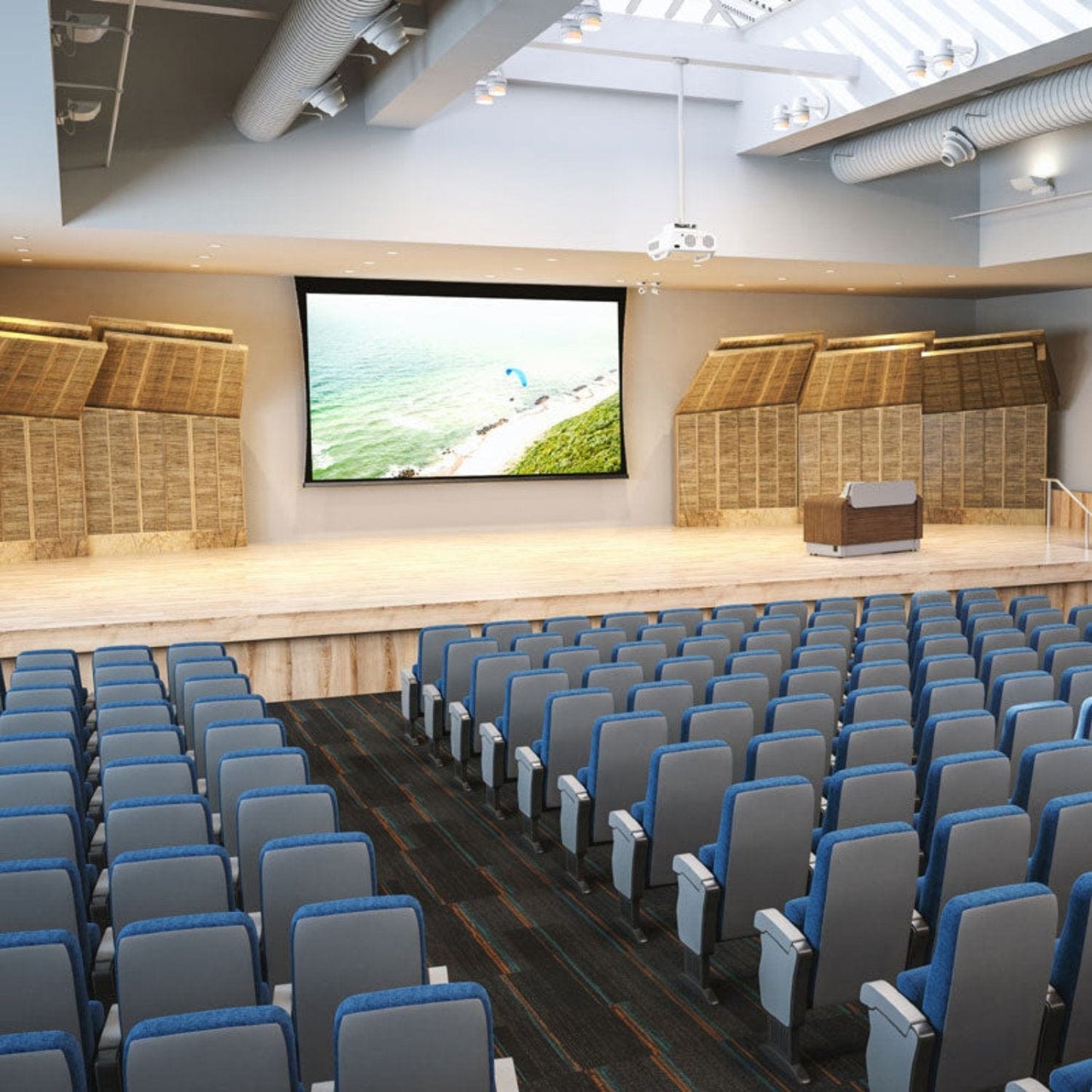 Da-Lite 14096 Tensioned Advantage Series Complete 150x240 Ceiling Recessed Electric Screen - PSSL ProSound and Stage Lighting