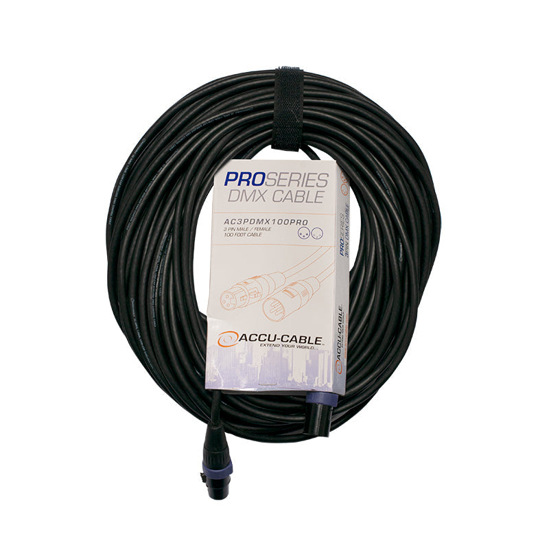 Elation AC3PDMX100PRO 100 FOOT, 3 PIN, PRO, DMX CABLE. PVC JACKET, NINGBO NEUTRIK XLR