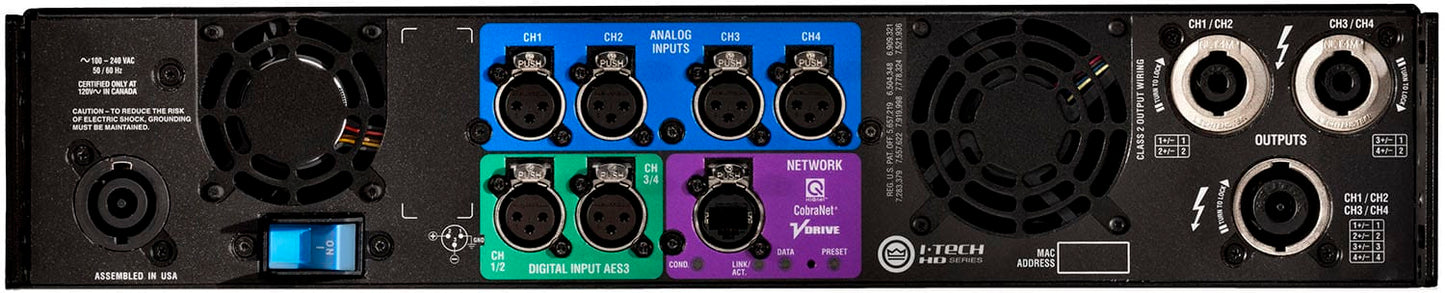 Crown IT4X3500HDS 4 Channel 4000 Watt 4 Ohm Power Amplifier - SpeakOn output - PSSL ProSound and Stage Lighting