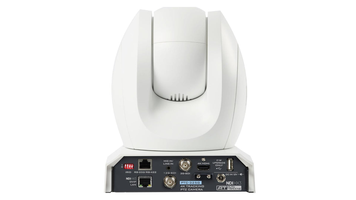 Datavideo PTC-325GW 4K 30x NDI® | HX, 12G-SDI, and HDMI PTZ Camera with Tracking in White.