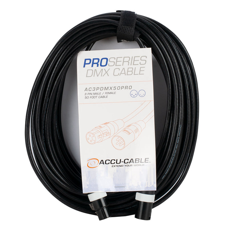 Elation AC3PDMX50PRO 50 FOOT, 3 PIN, PRO, DMX CABLE. PVC JACKET, NINGBO NEUTRIK XLR