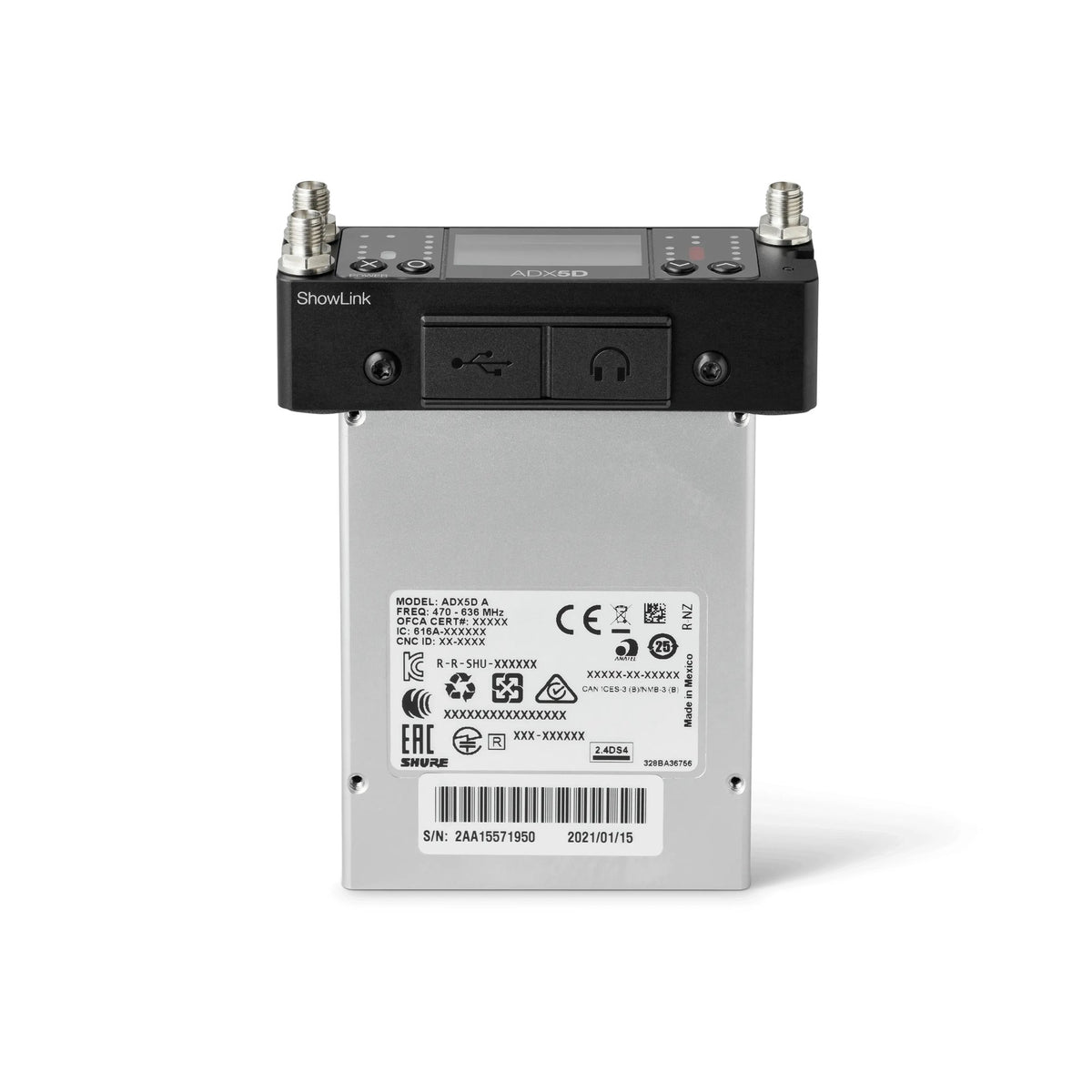 Shure ADX5DUSTA=-B ADX5D Portable Receiver, 606-810MHz TAA
