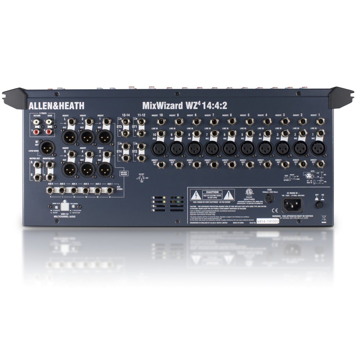 Allen & Heath AH-WZ414:4:2 10 Mic Line + 2 stereo rack mount mixer, 6 aux sends, 4 band EQ with dual swept mids, 4 Subgroups, rack mount