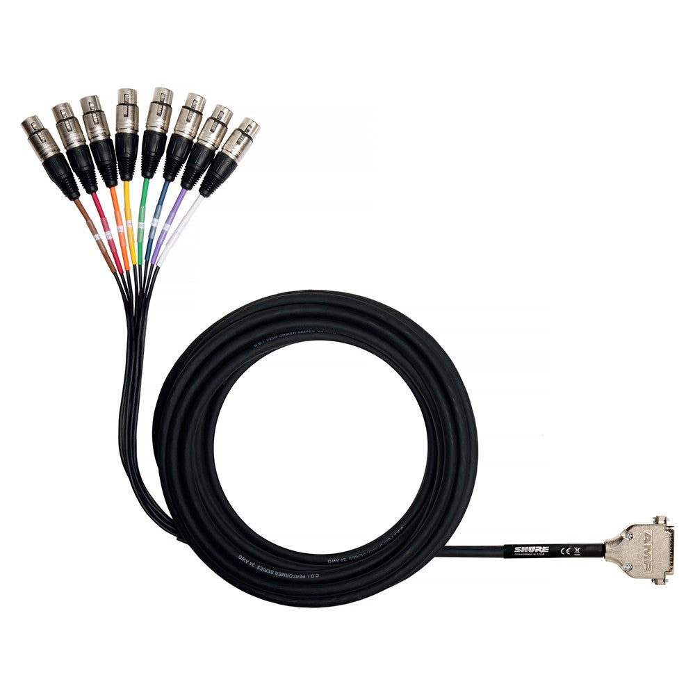 Shure DB25-XLRF 8 Channel DB25 to XLR Female Audio Snake, 25 ft.