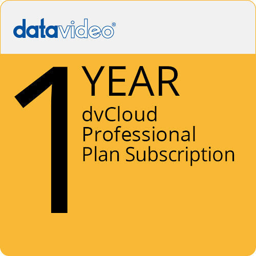 Datavideo dvCloud Professional 12 month subscription to dvCloud Professional plan for streaming reliably with SRT and cloud recording.