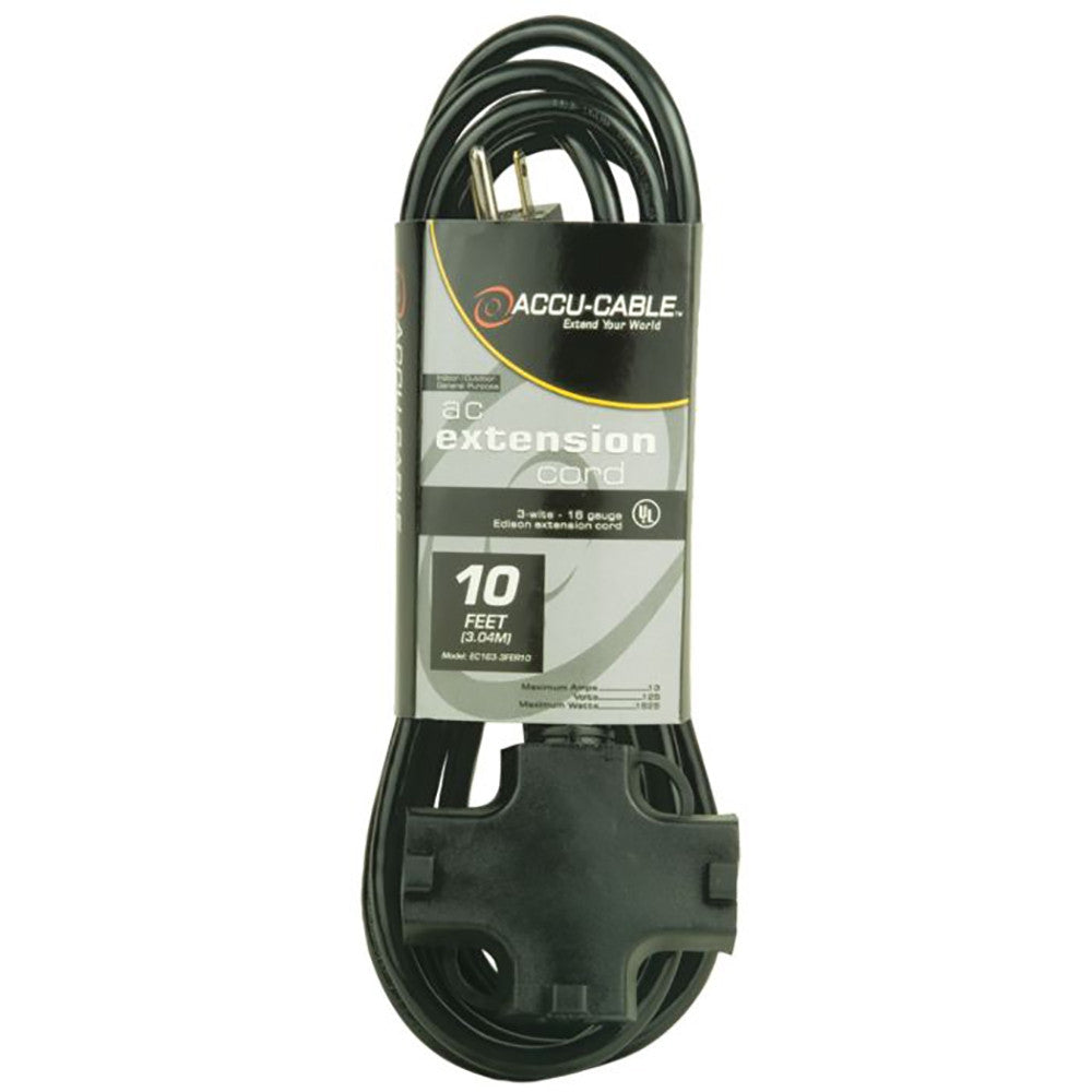 Elation EC123-3FER10 10'BLK,12/3GAUGE,EDISON,3FEREX