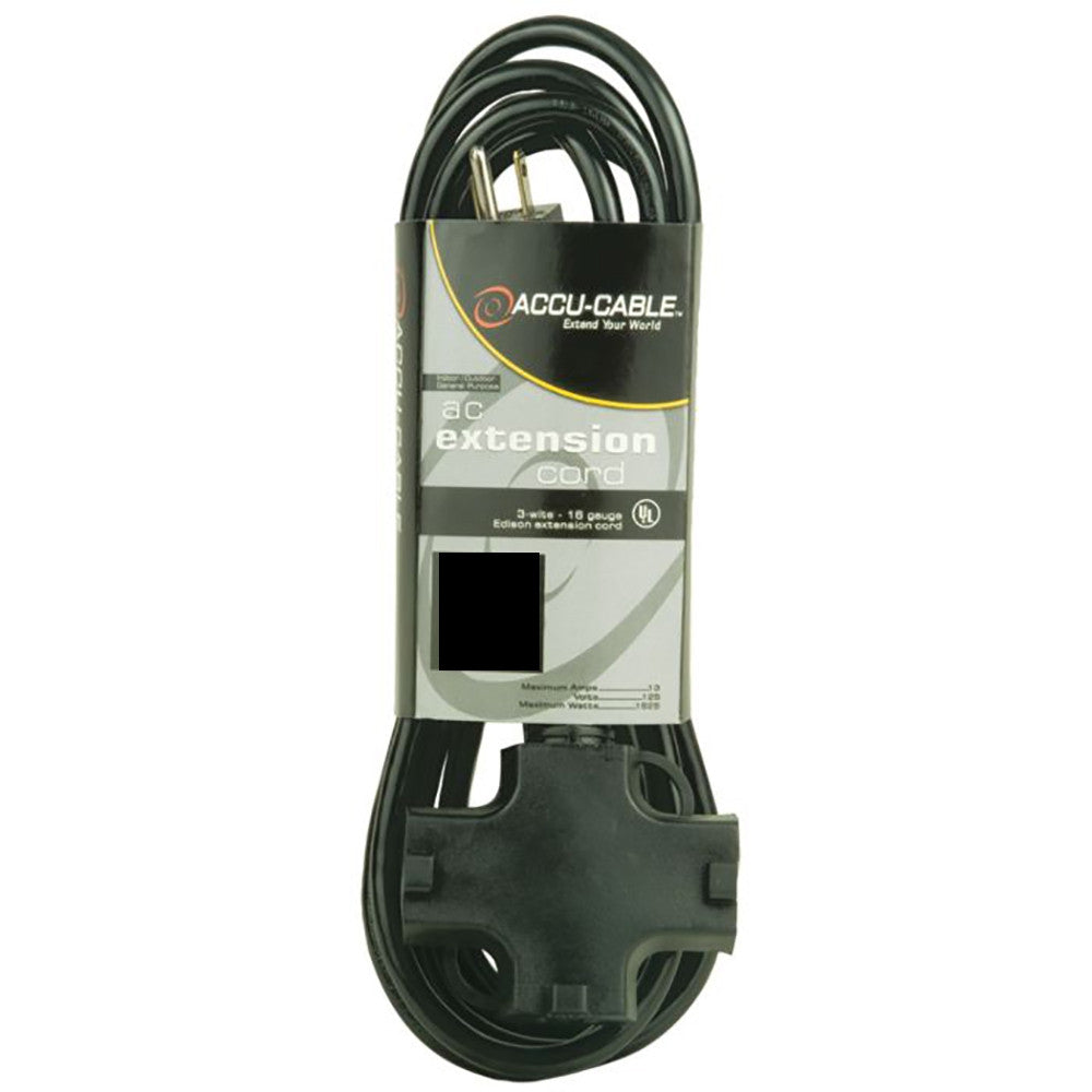 Elation EC163-3FER25 25' BLK,16/3 GAUGE, EDISON, 3F