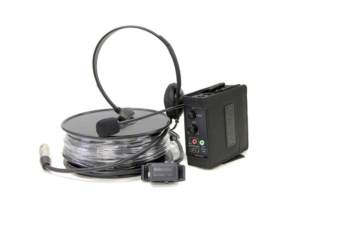 Datavideo ITC-100SL Add-on pack - includes - cable, headset, belt pack & tally light for 1 user