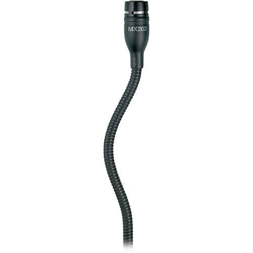 Shure MX202B/N No Cartridge - Black Mini-Condenser for Overhead Miking, 30 Cable, In-Line Preamp with XLR Microphone Stand Adapter