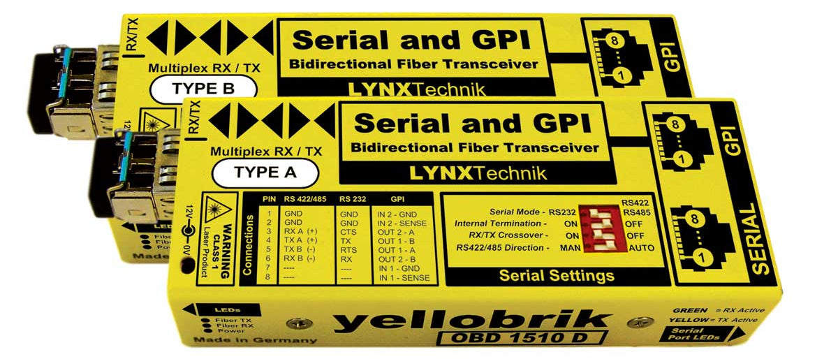 Lynx Technik AG OBD 1510 D Serial RS232 + GPI Fiber Optic Bidirectional Transceiver kit