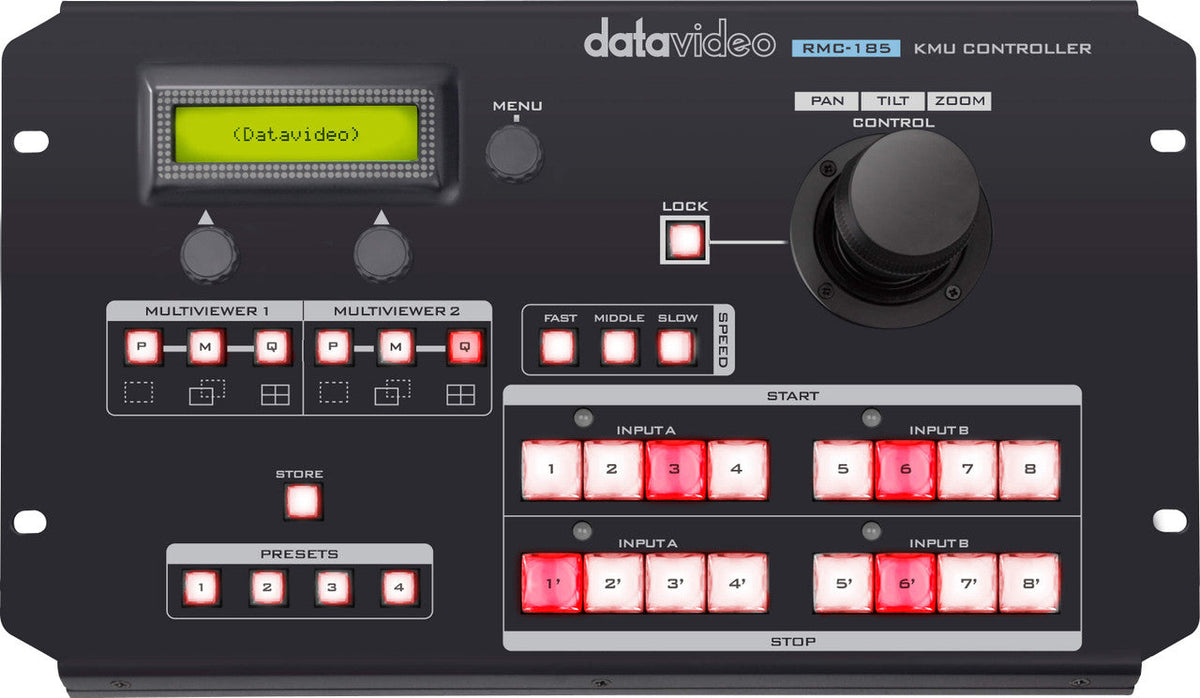 Datavideo RMC-185 Control unit for KMU-100 with joystick and preset buttons.