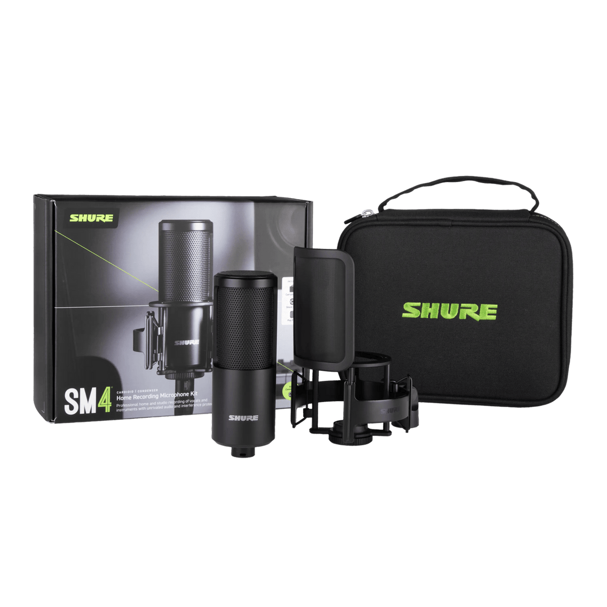 Shure SM4-K-KIT SM4 MIC, BLACK, W/ SHOCK MOUNT, CASE