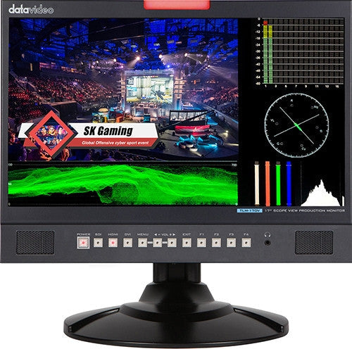 Datavideo TLM-170V 17" ScopeView production monitor with 3G-SDI and HDMI inputs. It has built-in vectorscope and waveform monitor. (Desktop Model)