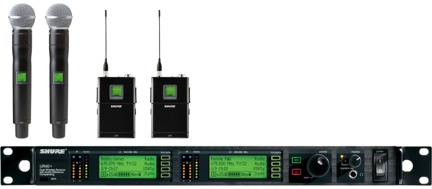 SHURE UR4D+ ワイヤレスレシーバー UR4D+ Dual Channel Diversity Receiver