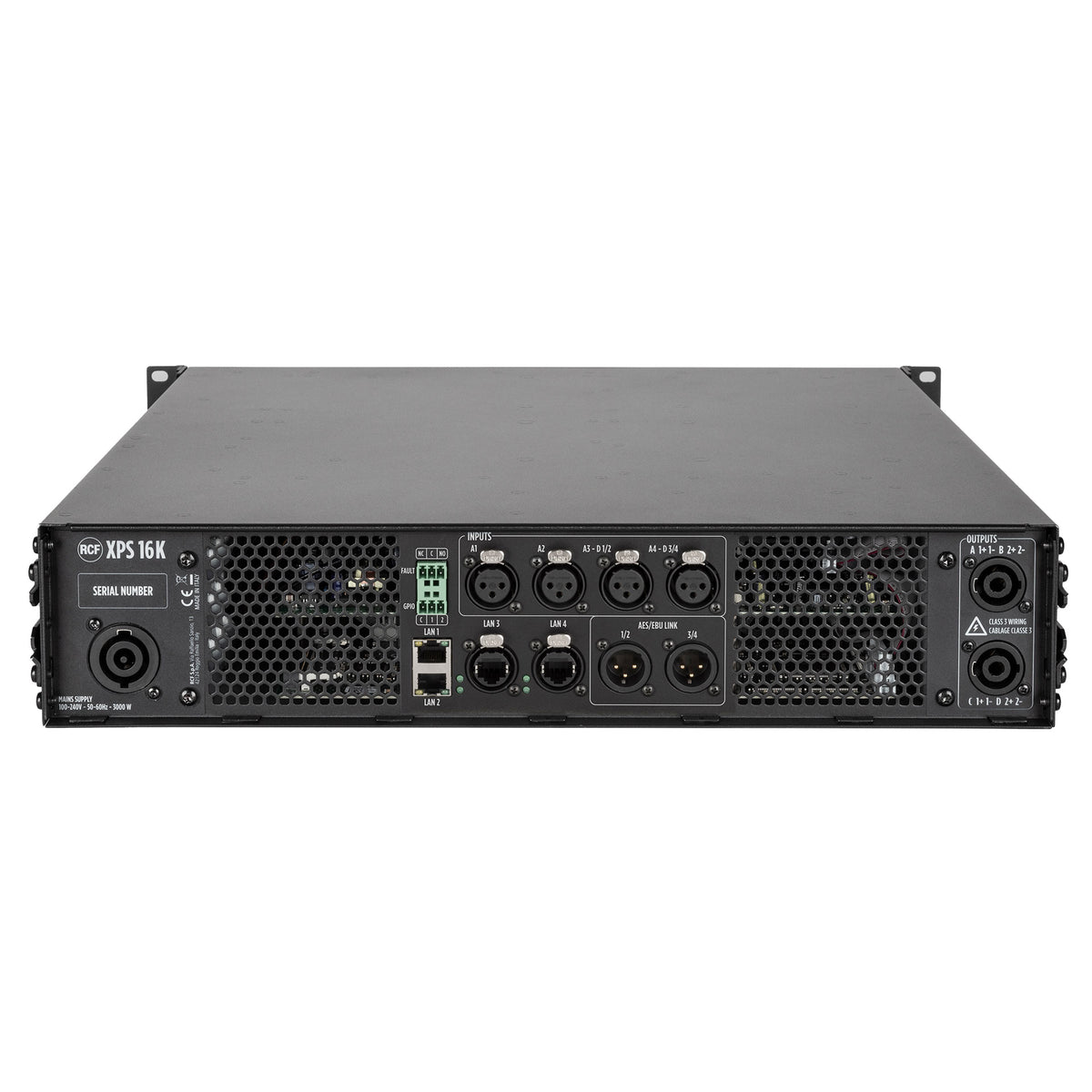 RCF XPS 16K Class D Power Amplifier with DSP, RDNet Management (4 X 4,000 W @ 2.7 ?)