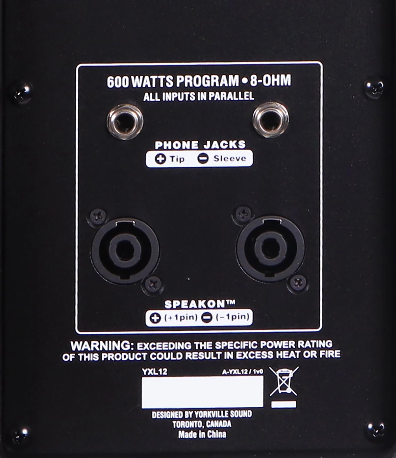 Yorkville YXL12 Haut-parleur actif gamme complète 600 watts 12" Combo FOH/moniteur