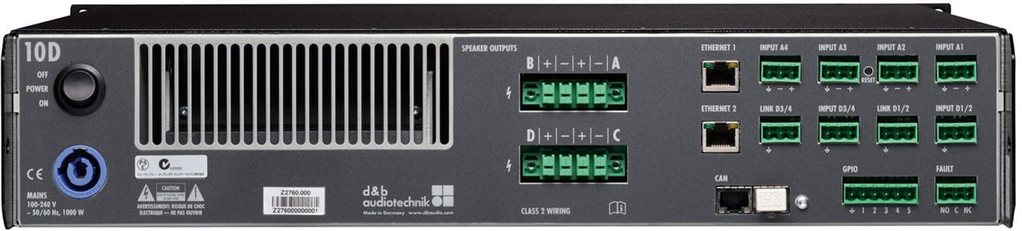 D&B Audiotechnik Z2760.500 10D Power Amplifier (US) for Installed Audio Systems - PSSL ProSound and Stage Lighting