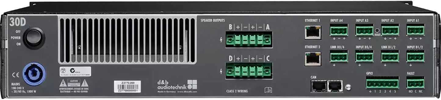 D&B Audiotechnik Z2770.500 30D Power Amplifier (US) for Installed Audio Systems - PSSL ProSound and Stage Lighting