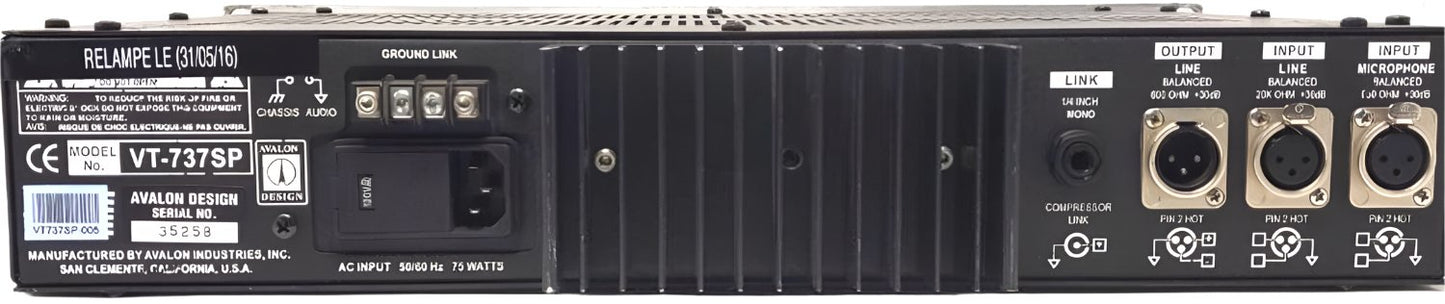 Avalon VT-737sp 1-Channel Tube Mic Pre Amp Channel Strip - Solotech