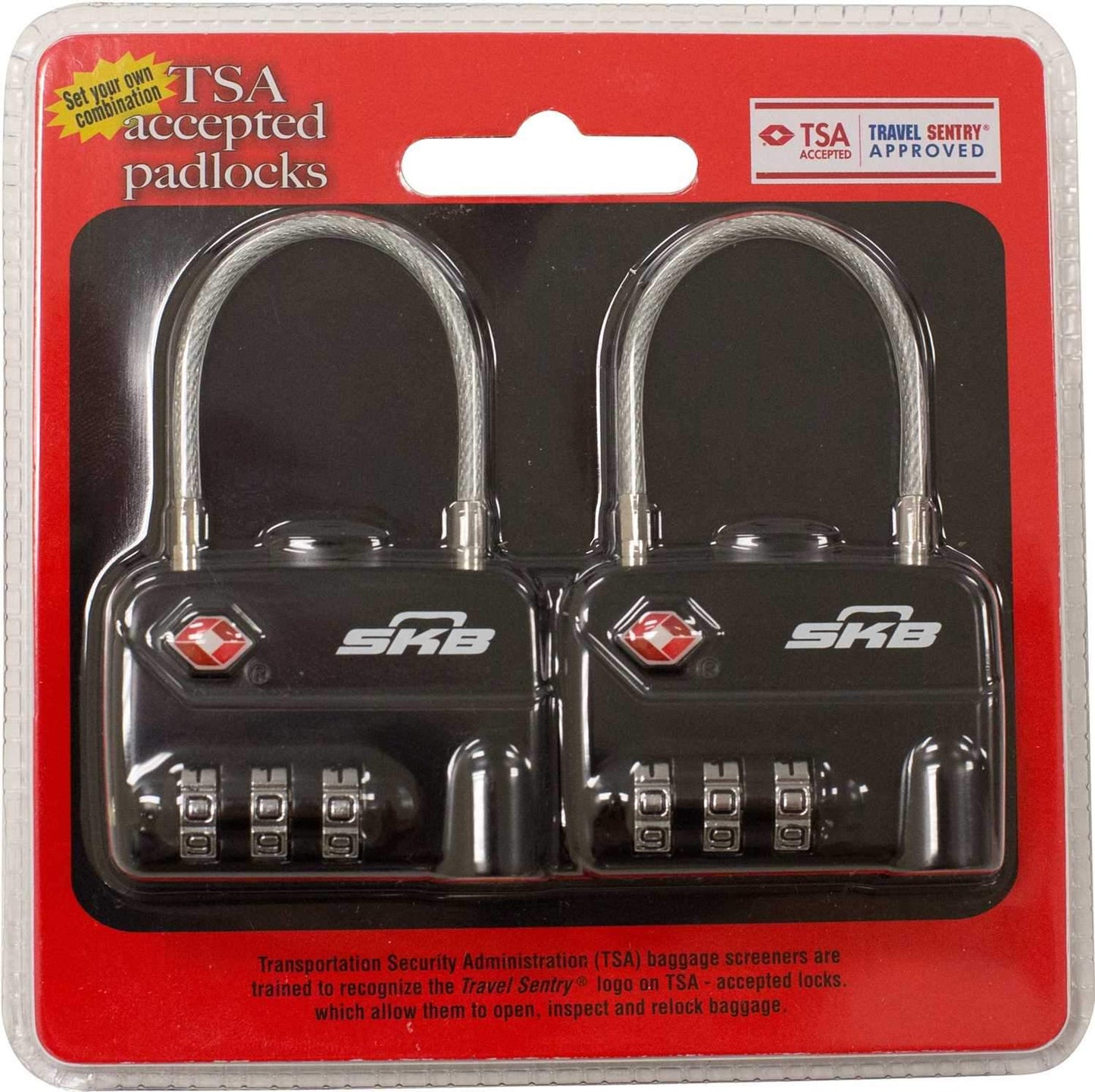 SKB 1SKB-PDL-C TSA Pad Cable Locks (2-pack) - Solotech