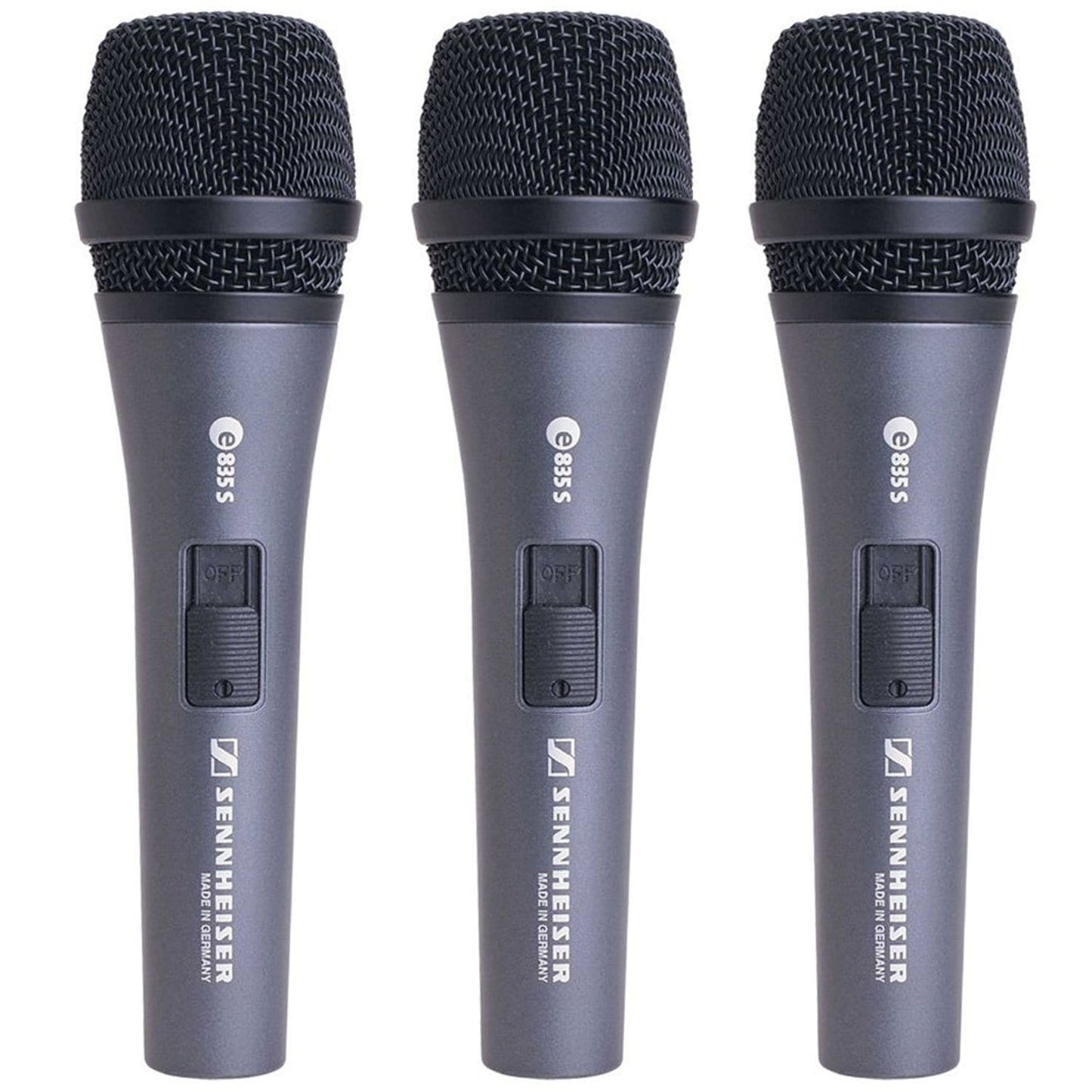 Sennheiser e835-S Dynamic Switched Microphone 3-Pack - Solotech