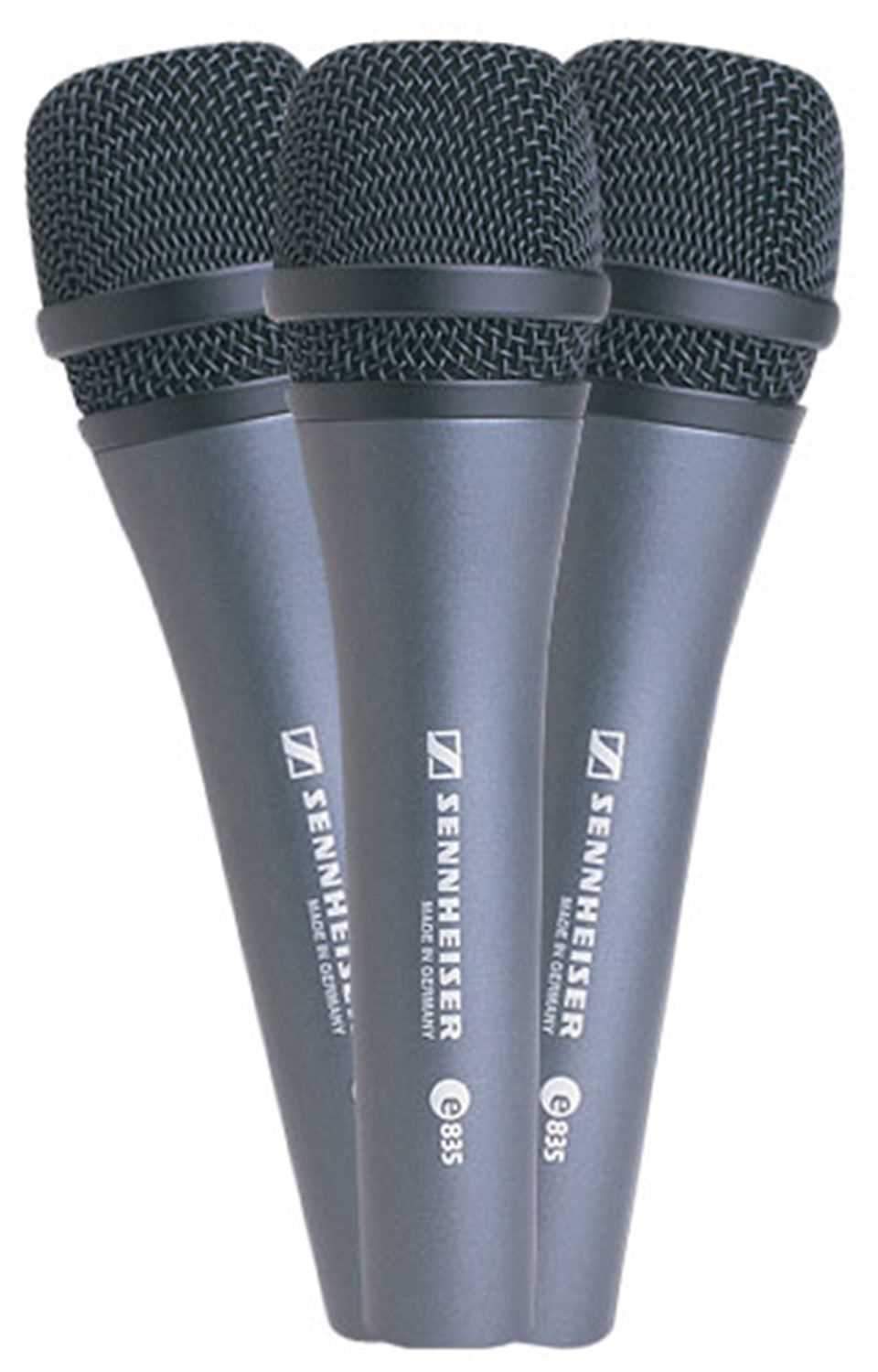 Sennheiser E835 Dynamic Microphone 3 Pack with Clips - Solotech