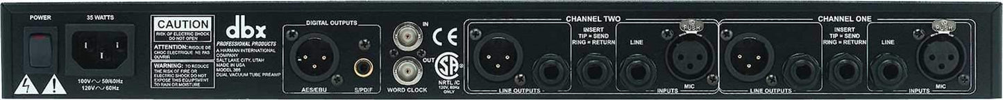 dbx 386 Dual Vacuum Tube Microphone Preamp - Solotech