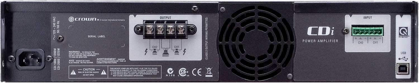 Crown CDi2000 2-Channel 800W Power Amplifier - Solotech