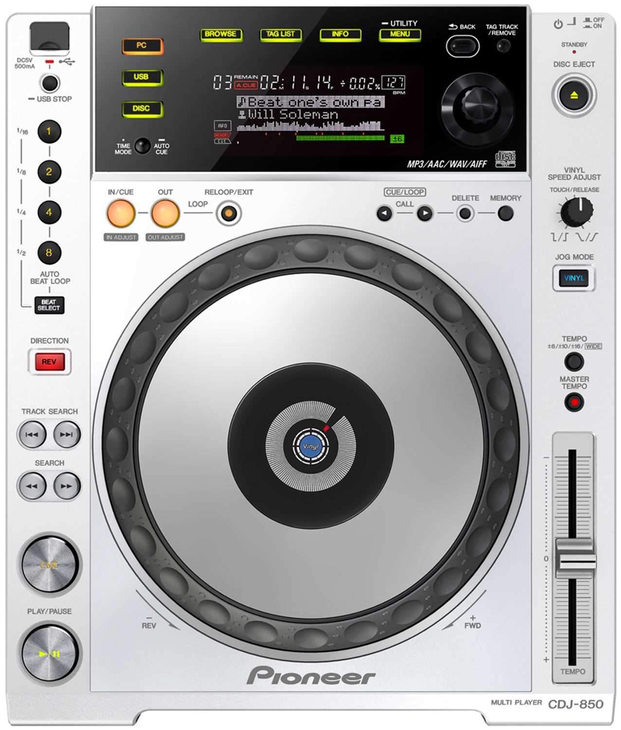 Pioneer DJ CDJ-850-W Table Top Media Player - White