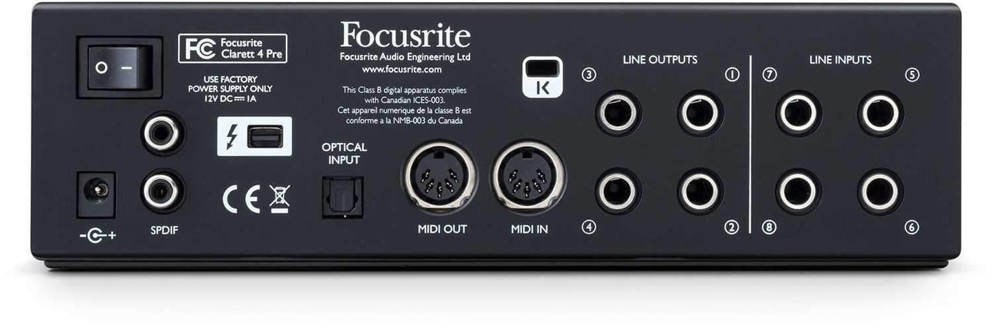 Focusrite Clarett 4Pre USB 18-in, 8-out Audio Interface - Solotech