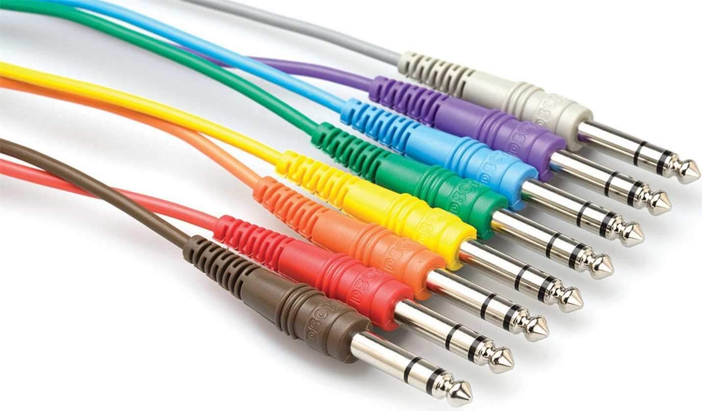 1 Ft Stereo PatchBay Cable Set of 8 1/4 to 1/4 (M - Solotech