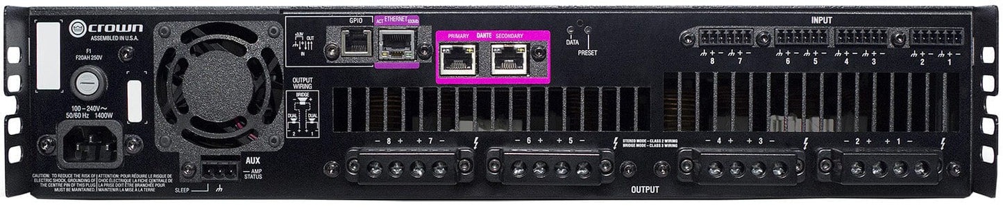 Crown DCI-8-300DA 8-Channel 300-Watt Power Amplifier with Dante - PSSL ProSound and Stage Lighting
