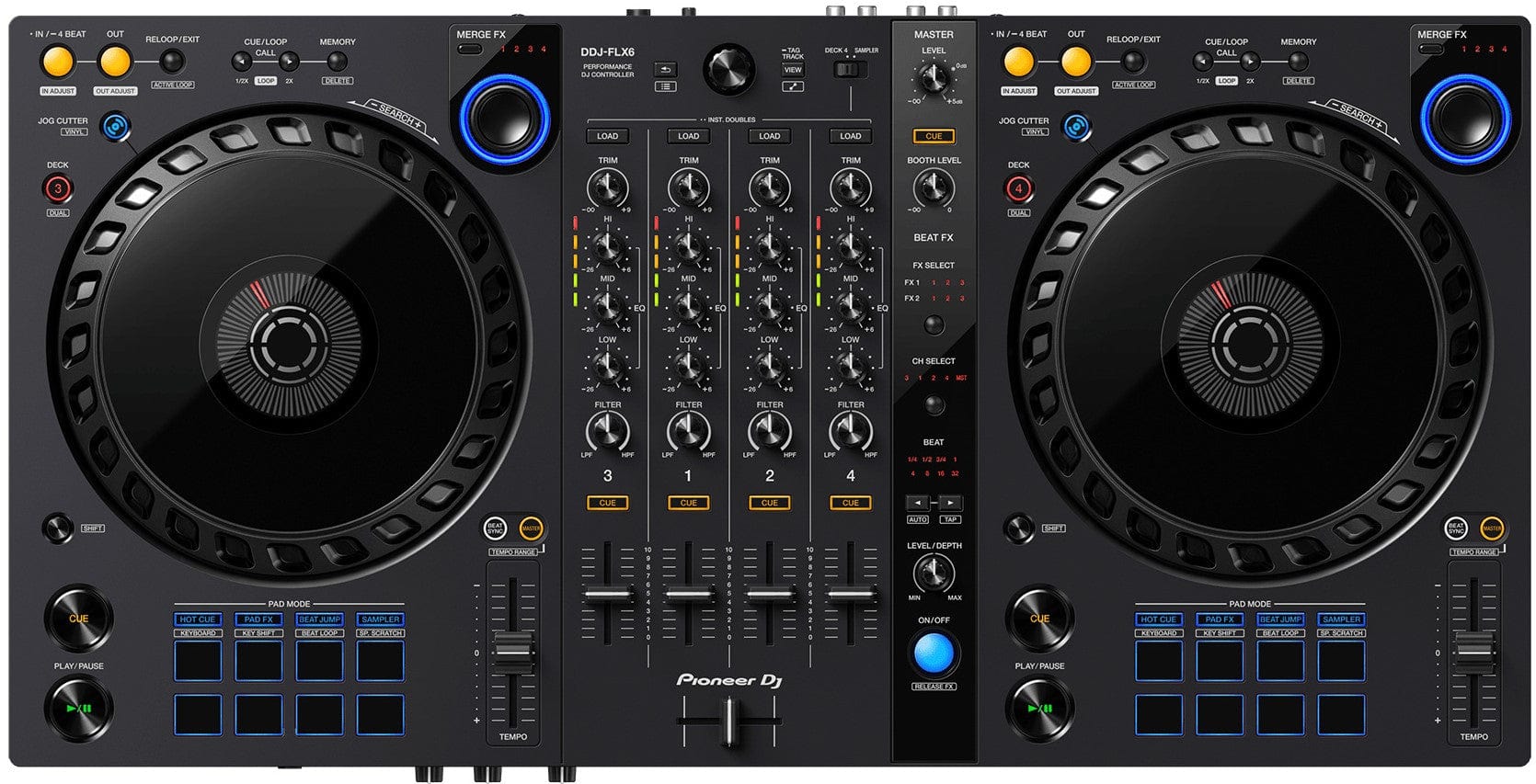 Pioneer DJ DDJ-FLX6-GT 4-Channel DJ Controller - Rekordbox Serato Virtual DJ  | Solotech