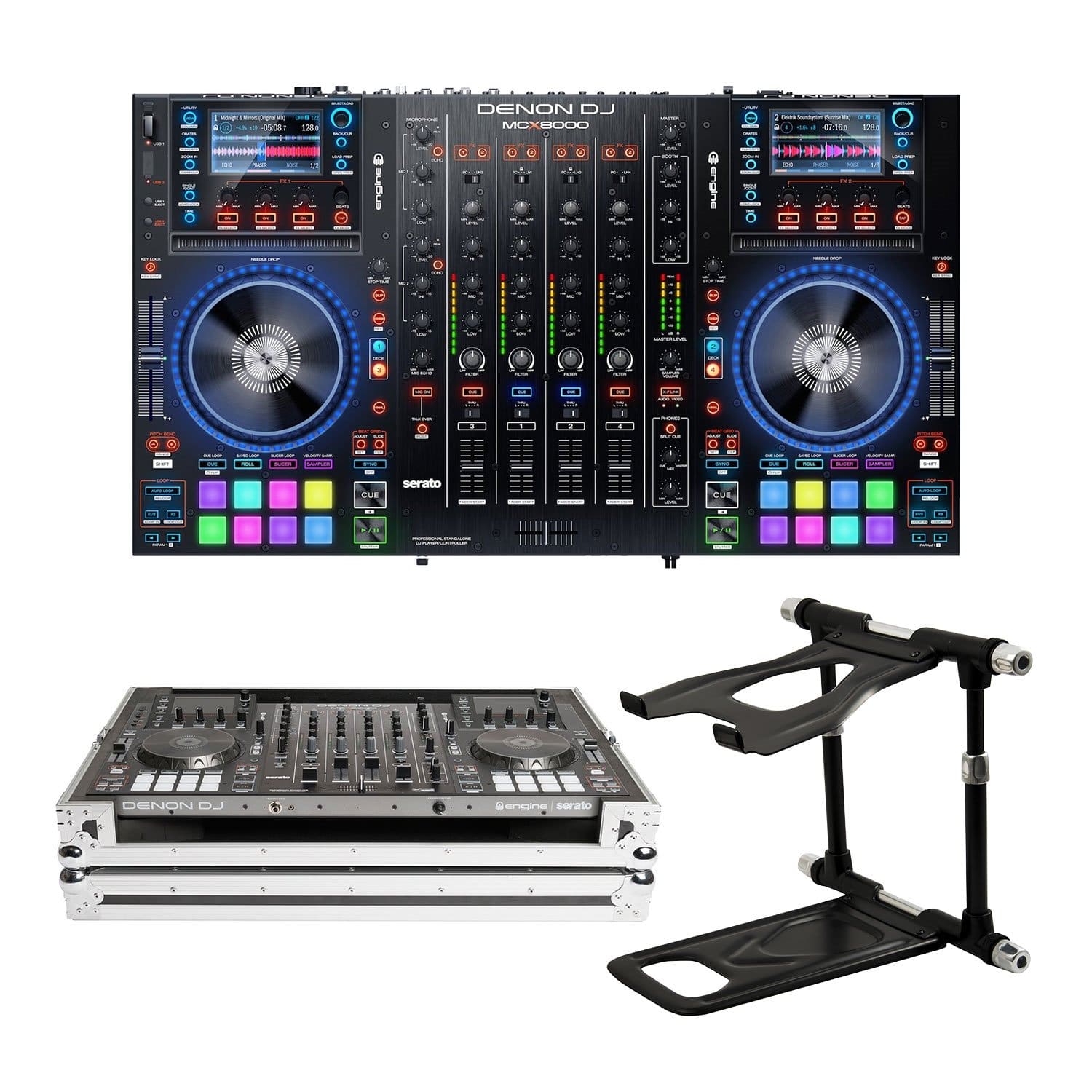 Denon DJ MCX8000 DJ System with Crane Stand u0026 Magma Case | Solotech