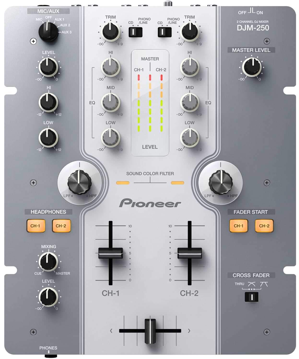 Pioneer DJ DJM-250-W Compact 10 2 Channel DJ Mixer | Solotech