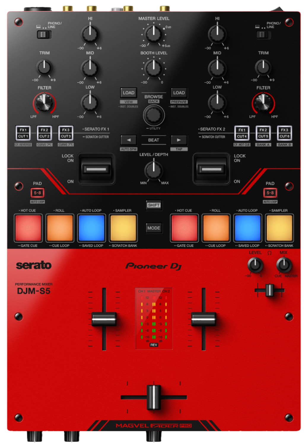 Pioneer DJ DJM-S5 Scratch Style Two-Channel DJ Mixer for Serato DJ Pro Pioneer DJ DJM-S5 Scratch Style Two-Channel DJ Mixer for Serato DJ Pro