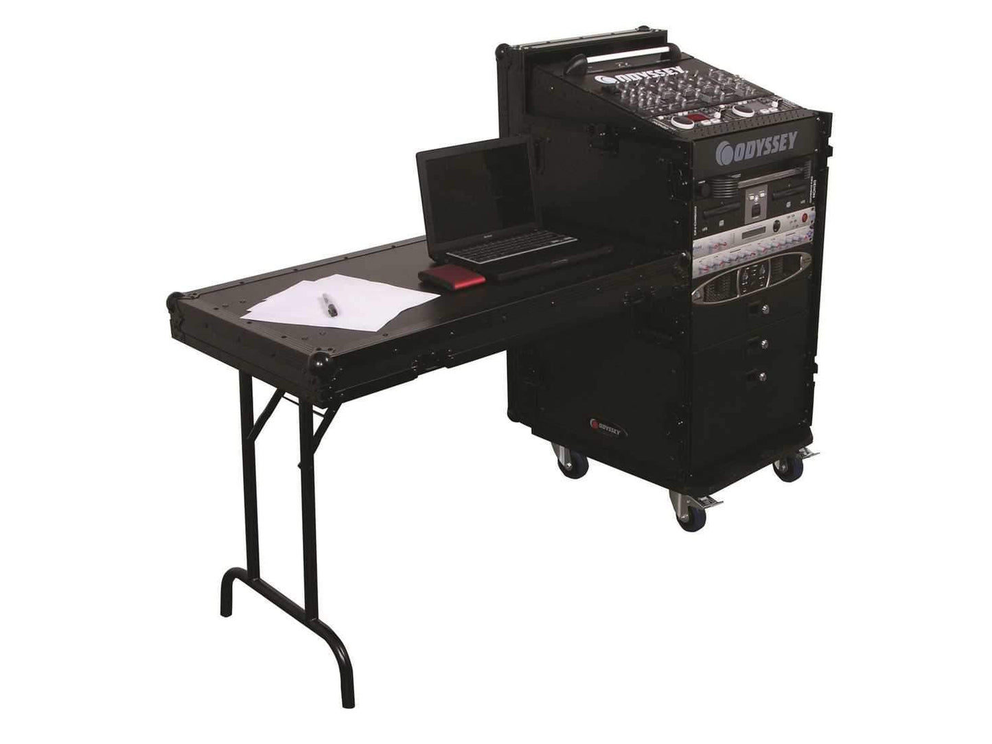 Odyssey FZ1116WDLXBL Black Label 11U x 16U Rack Case with Table - ProSound and Stage Lighting