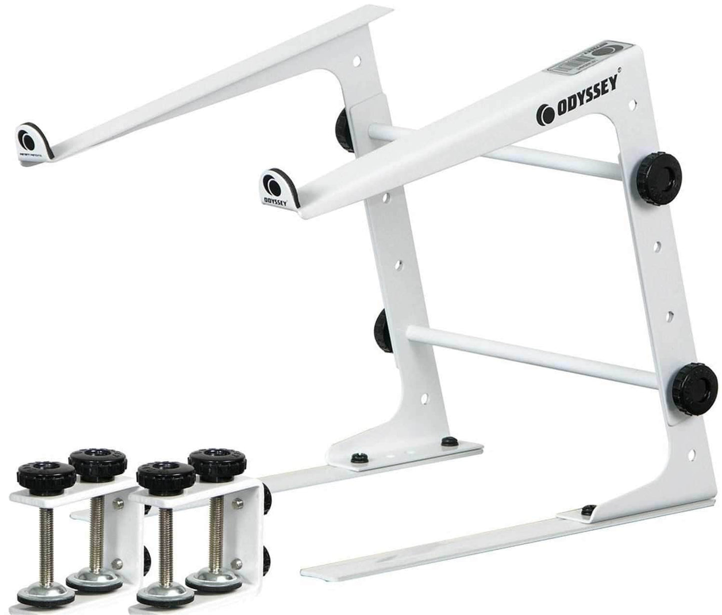 Odyssey LSTANDWHT DJ Laptop Stand with Clamps (Wht) - PSSL ProSound and Stage Lighting