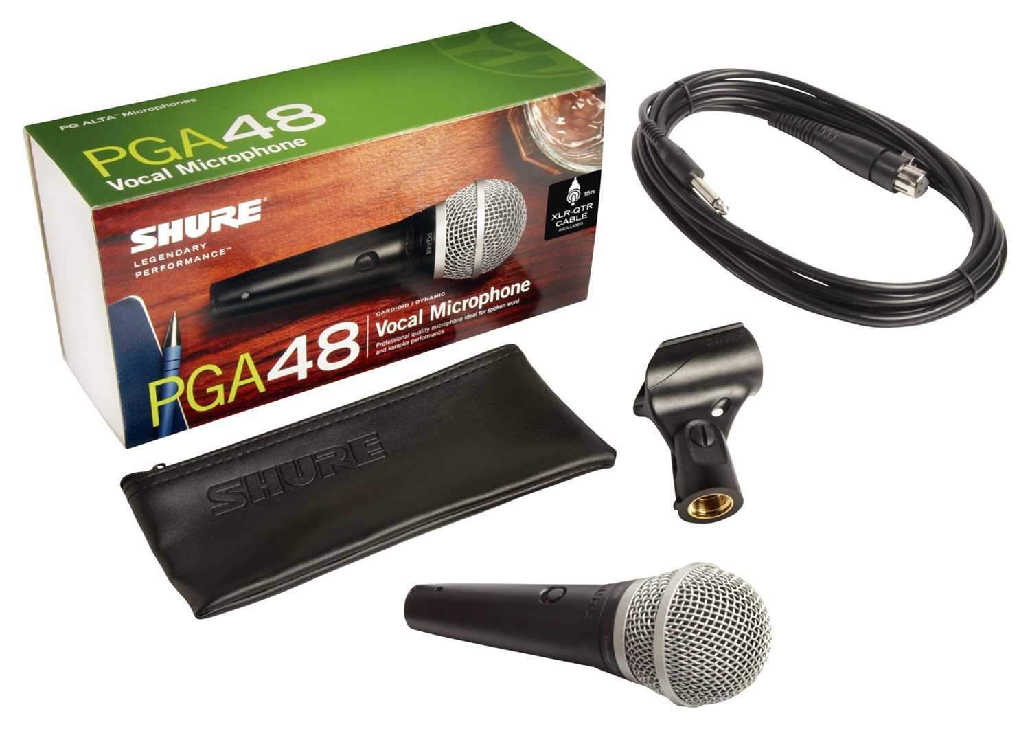 SHURE PGA48-XLRダイナミック ボーカルマイクロフォン Shure PGA48-QTR Dynamic Vocal Microphone with XLR-QTR Cable – Solotech