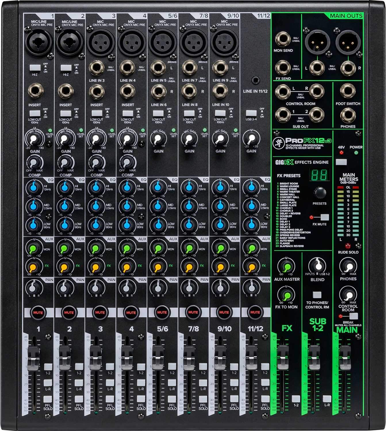 Mackie ProFX12v3 12-Channel Effects Mixer with USB - PSSL ProSound and Stage Lighting