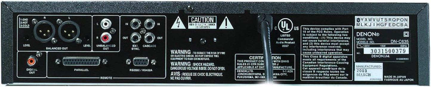 Denon DN-C635 CD/MP3 Player Rack-Mount W/ Pitch - Solotech