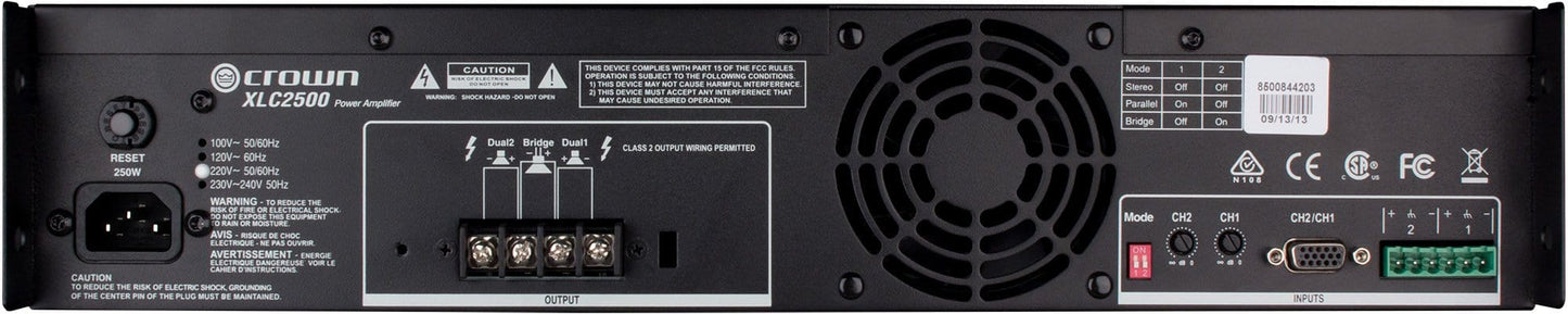 Crown XLC2500 2-Ch Power Amp w/ DriveCore Tech - ProSound and Stage Lighting