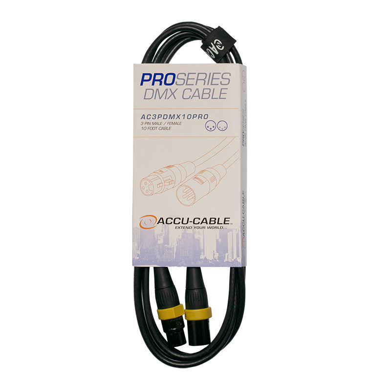 Elation AC3PDMX10PRO 10 FOOT, 3 PIN, PRO, DMX CABLE. PVC JACKET, NINGBO NEUTRIK XLR