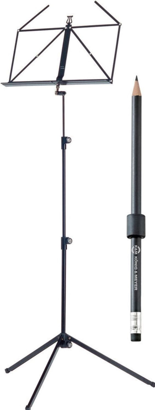 K&M 10010.078.55 Adjustable 3 Piece Music Stand with Pencil Magnet - Black - PSSL ProSound and Stage Lighting