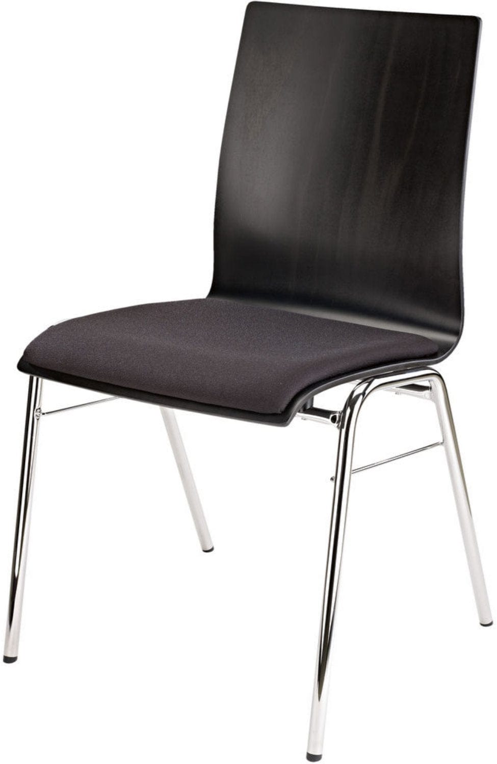 K&M 13415.000.02 Stacking Chair with Seat Cushion - Black - PSSL ProSound and Stage Lighting