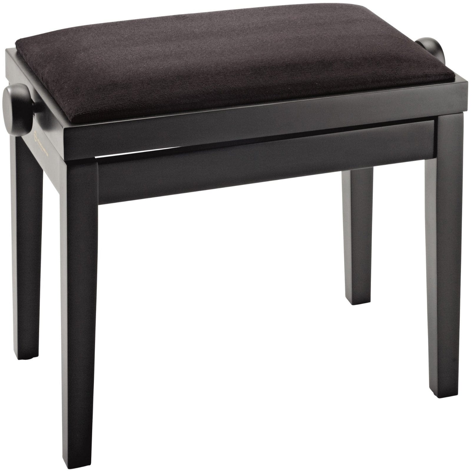 K&M 13900.100.20 Complete Wooden Frame Piano Bench - Matte Black with Black Velvet Seat - PSSL ProSound and Stage Lighting