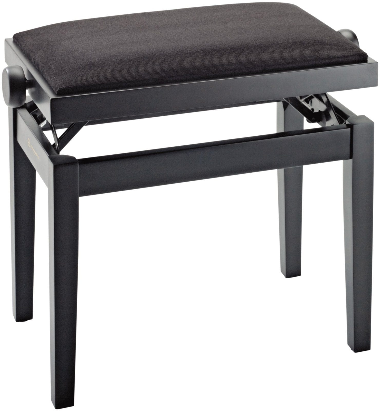 K&M 13900.100.20 Complete Wooden Frame Piano Bench - Matte Black with Black Velvet Seat - PSSL ProSound and Stage Lighting