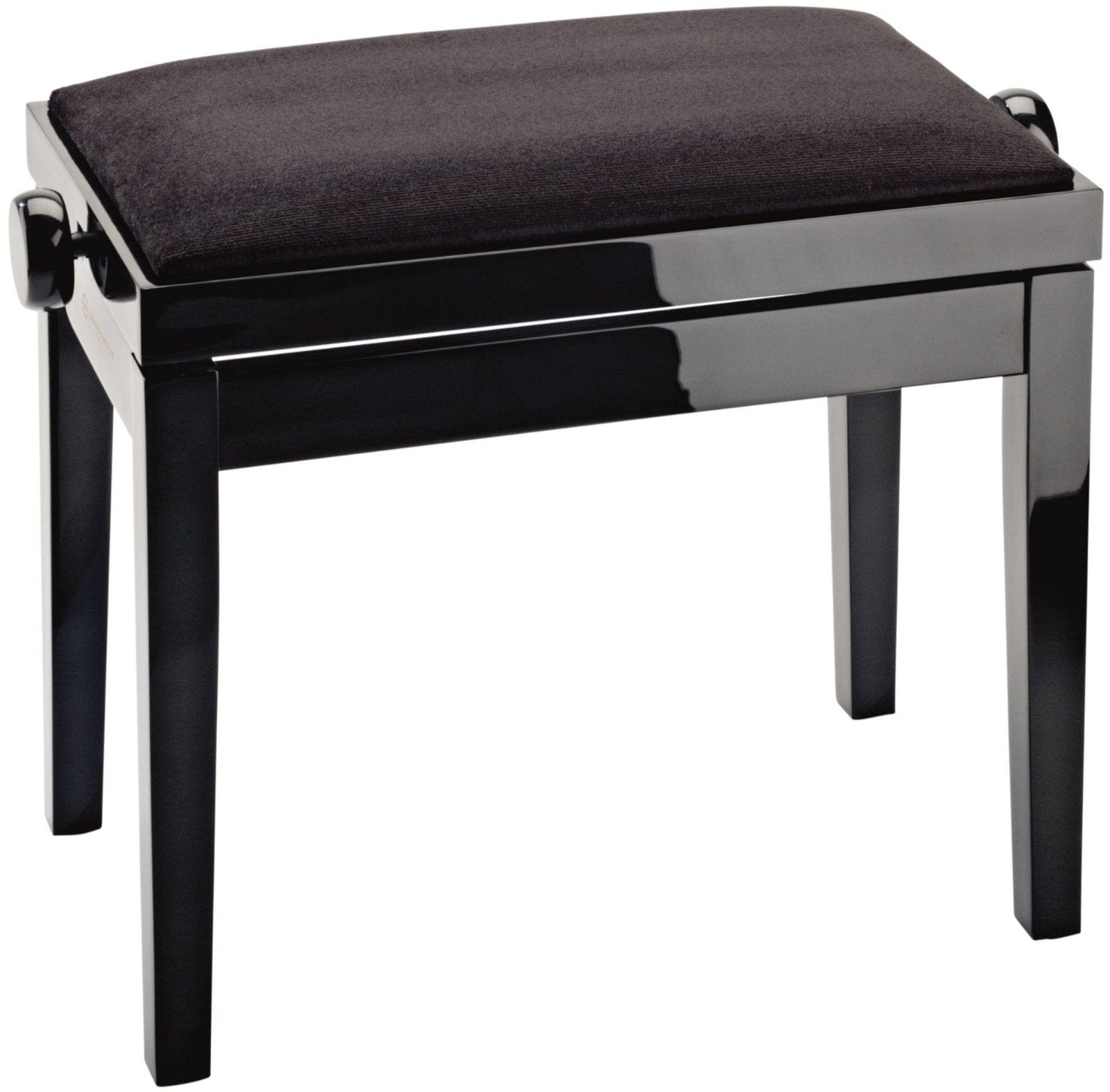 K&M 13901.100.21 Complete Wooden Frame Piano Bench - Black Gloss with Black Velvet Seat - PSSL ProSound and Stage Lighting