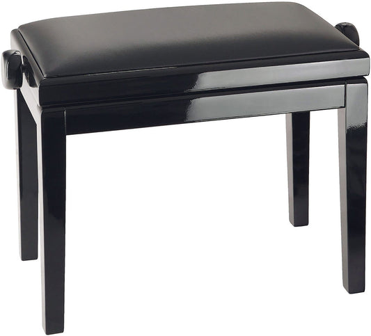 K&M 13990.200.21 Wooden Frame Piano Bench - Black Gloss with Black Leatherette Seat - PSSL ProSound and Stage Lighting