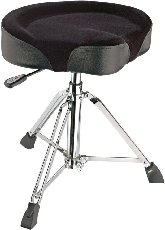 K&M 14036.000.02 Drum Throne with Pneumatic Spring - Black Velvet - PSSL ProSound and Stage Lighting